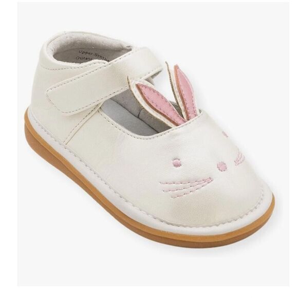 Wee Squeak White Leather Bunny Shoes Size 6M Pearl White Squeaky Sound - Picture 1 of 9